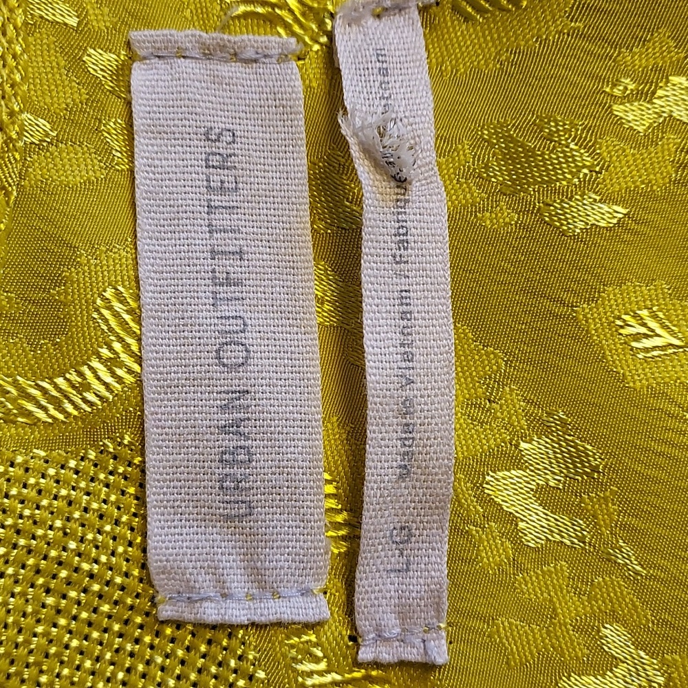 Urban Outfitters Mini Dress Yellow Jacquard Open Back Retro Mod Glam Coquette L - Picture 6 of 8